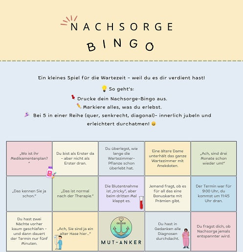 🕒 Nachsorge-Bingo – Für Routiniers mit Herzklopfen