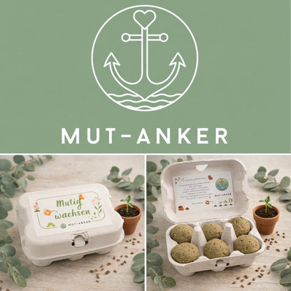 „Mutig wachsen“-Samenbomben mit bunter Blumenwiesen-Mischung