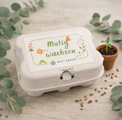 „Mutig wachsen“-Samenbomben mit bunter Blumenwiesen-Mischung